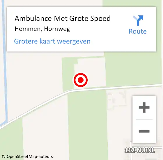 Locatie op kaart van de 112 melding: Ambulance Met Grote Spoed Naar Hemmen, Hornweg op 31 december 2024 12:13