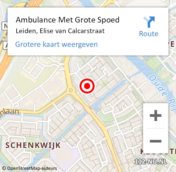 Locatie op kaart van de 112 melding: Ambulance Met Grote Spoed Naar Leiden, Elise van Calcarstraat op 31 december 2024 12:16