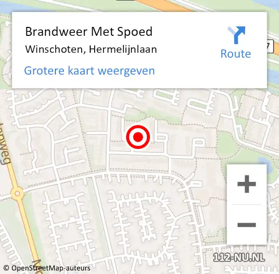 Locatie op kaart van de 112 melding: Brandweer Met Spoed Naar Winschoten, Hermelijnlaan op 31 december 2024 12:20