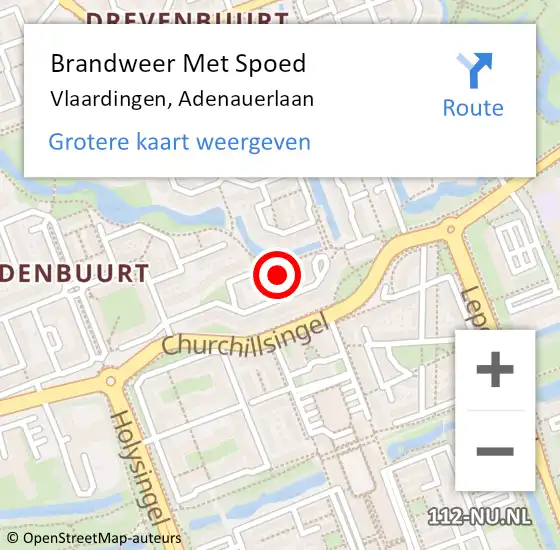 Locatie op kaart van de 112 melding: Brandweer Met Spoed Naar Vlaardingen, Adenauerlaan op 31 december 2024 12:33