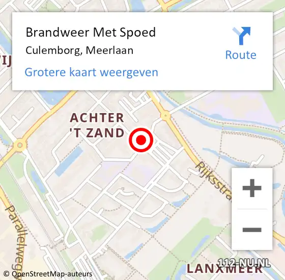 Locatie op kaart van de 112 melding: Brandweer Met Spoed Naar Culemborg, Meerlaan op 31 december 2024 12:46