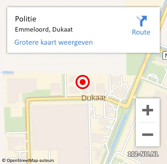 Locatie op kaart van de 112 melding: Politie Emmeloord, Dukaat op 31 december 2024 12:49