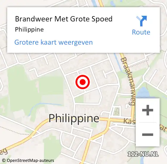 Locatie op kaart van de 112 melding: Brandweer Met Grote Spoed Naar Philippine op 31 december 2024 12:54