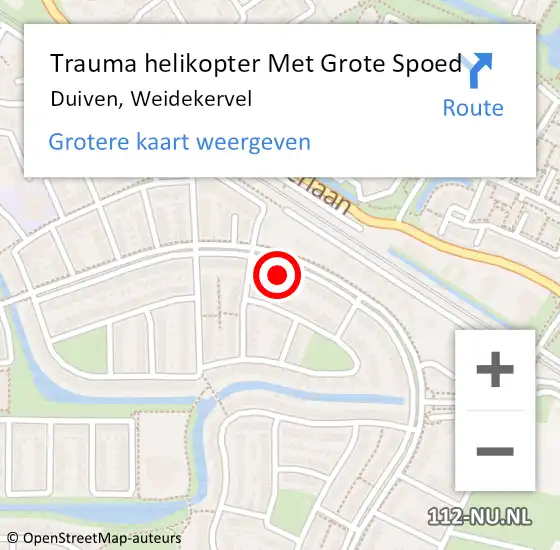 Locatie op kaart van de 112 melding: Trauma helikopter Met Grote Spoed Naar Duiven, Weidekervel op 31 december 2024 13:04