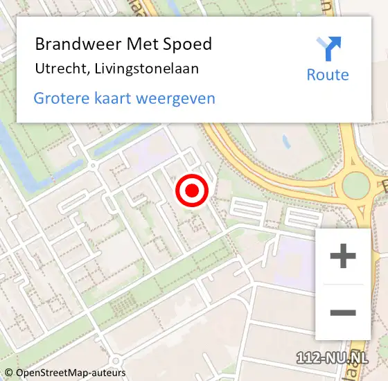 Locatie op kaart van de 112 melding: Brandweer Met Spoed Naar Utrecht, Livingstonelaan op 31 december 2024 13:26