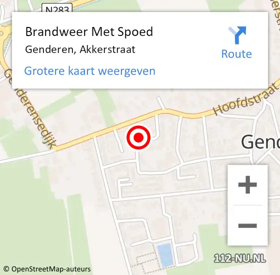 Locatie op kaart van de 112 melding: Brandweer Met Spoed Naar Genderen, Akkerstraat op 31 december 2024 13:28