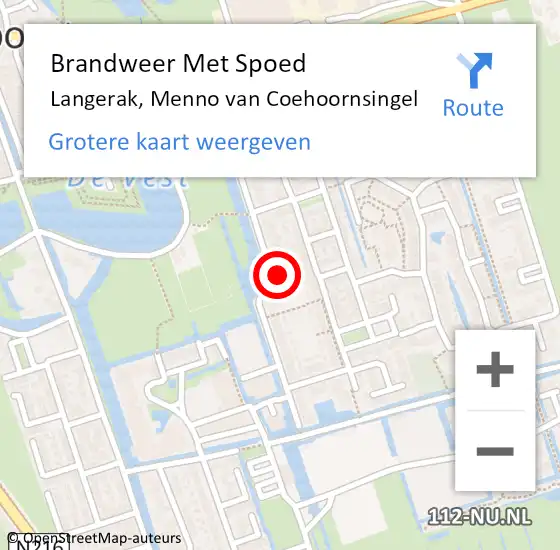 Locatie op kaart van de 112 melding: Brandweer Met Spoed Naar Langerak, Menno van Coehoornsingel op 31 december 2024 13:43