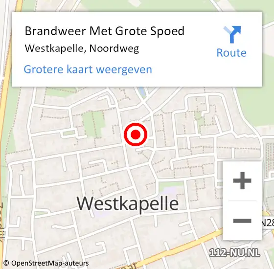 Locatie op kaart van de 112 melding: Brandweer Met Grote Spoed Naar Westkapelle, Noordweg op 31 december 2024 13:49