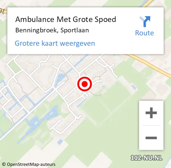 Locatie op kaart van de 112 melding: Ambulance Met Grote Spoed Naar Benningbroek, Sportlaan op 31 december 2024 13:51