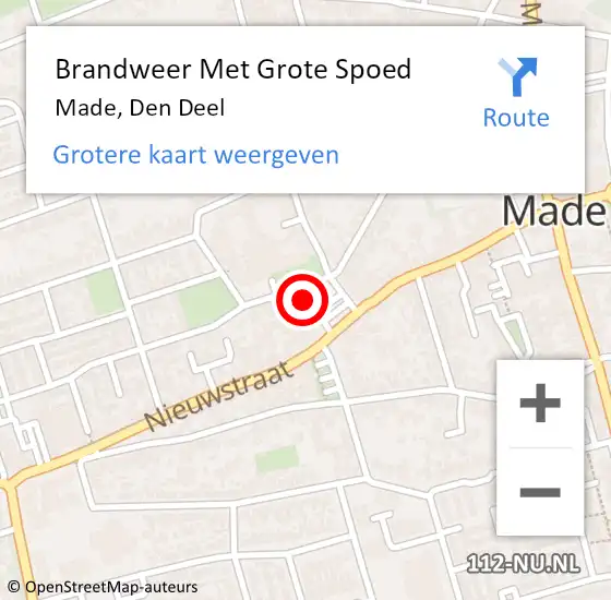 Locatie op kaart van de 112 melding: Brandweer Met Grote Spoed Naar Made, Den Deel op 31 december 2024 14:03