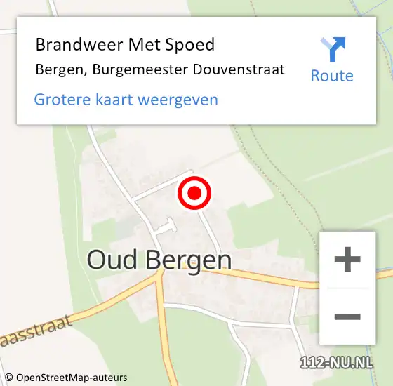 Locatie op kaart van de 112 melding: Brandweer Met Spoed Naar Bergen, Burgemeester Douvenstraat op 31 december 2024 14:04