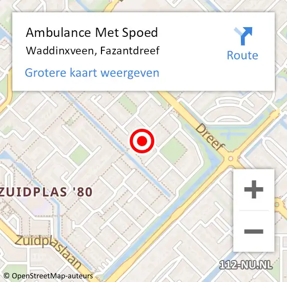 Locatie op kaart van de 112 melding: Ambulance Met Spoed Naar Waddinxveen, Fazantdreef op 31 december 2024 14:06