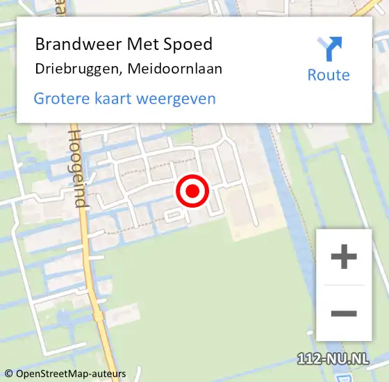 Locatie op kaart van de 112 melding: Brandweer Met Spoed Naar Driebruggen, Meidoornlaan op 31 december 2024 14:08