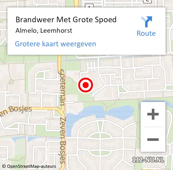 Locatie op kaart van de 112 melding: Brandweer Met Grote Spoed Naar Almelo, Leemhorst op 31 december 2024 14:10