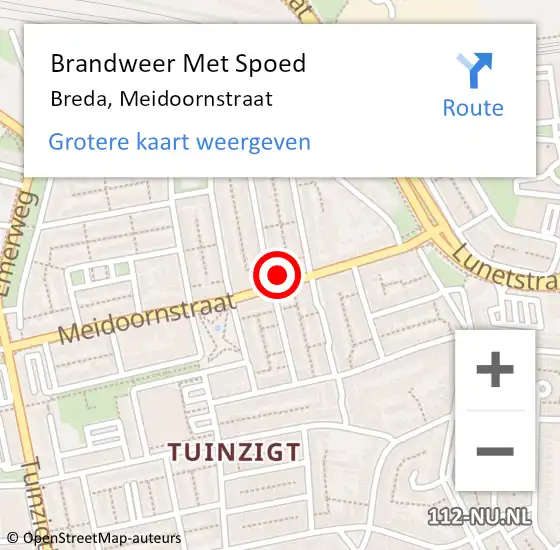 Locatie op kaart van de 112 melding: Brandweer Met Spoed Naar Breda, Meidoornstraat op 31 december 2024 14:15