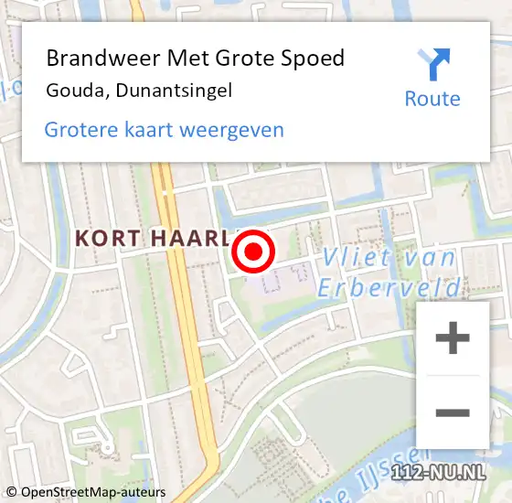 Locatie op kaart van de 112 melding: Brandweer Met Grote Spoed Naar Gouda, Dunantsingel op 31 december 2024 14:30