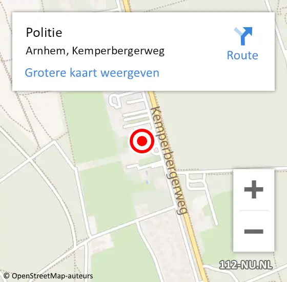 Locatie op kaart van de 112 melding: Politie Arnhem, Kemperbergerweg op 31 december 2024 14:30