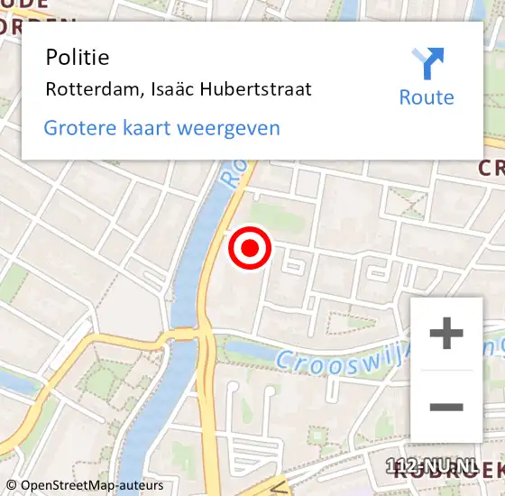 Locatie op kaart van de 112 melding: Politie Rotterdam, Isaäc Hubertstraat op 31 december 2024 14:36