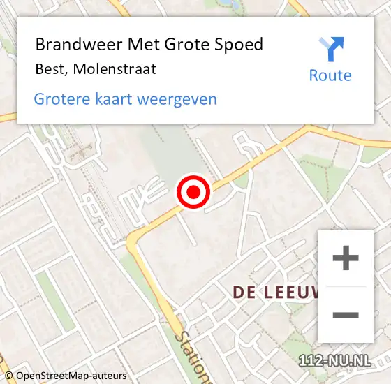 Locatie op kaart van de 112 melding: Brandweer Met Grote Spoed Naar Best, Molenstraat op 31 december 2024 14:41