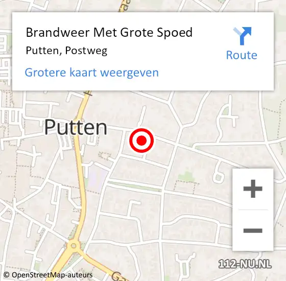 Locatie op kaart van de 112 melding: Brandweer Met Grote Spoed Naar Putten, Postweg op 31 december 2024 14:47