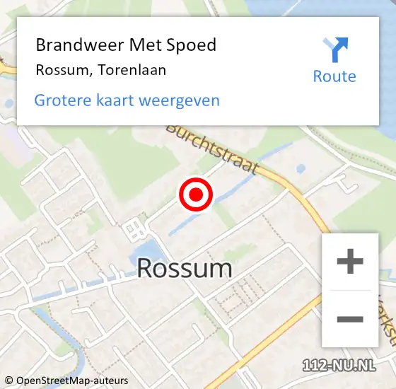 Locatie op kaart van de 112 melding: Brandweer Met Spoed Naar Rossum, Torenlaan op 31 december 2024 14:49