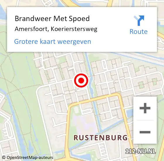 Locatie op kaart van de 112 melding: Brandweer Met Spoed Naar Amersfoort, Koerierstersweg op 31 december 2024 14:49