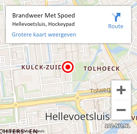 Locatie op kaart van de 112 melding: Brandweer Met Spoed Naar Hellevoetsluis, Hockeypad op 31 december 2024 14:54