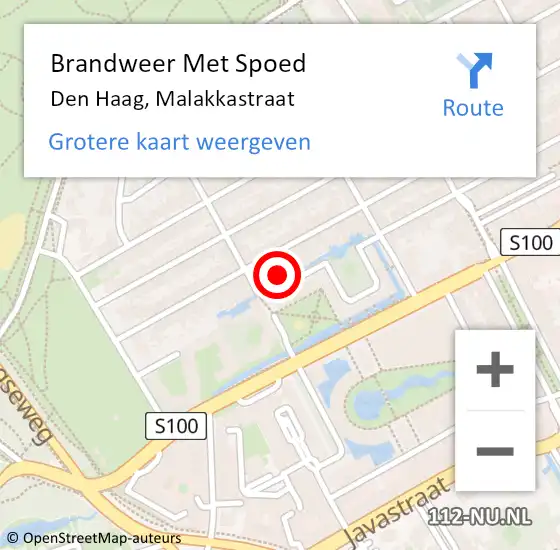 Locatie op kaart van de 112 melding: Brandweer Met Spoed Naar Den Haag, Malakkastraat op 31 december 2024 14:59