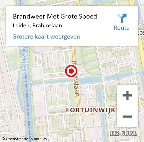 Locatie op kaart van de 112 melding: Brandweer Met Grote Spoed Naar Leiden, Brahmslaan op 31 december 2024 15:00