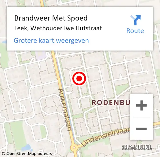 Locatie op kaart van de 112 melding: Brandweer Met Spoed Naar Leek, Wethouder Iwe Hutstraat op 31 december 2024 15:12