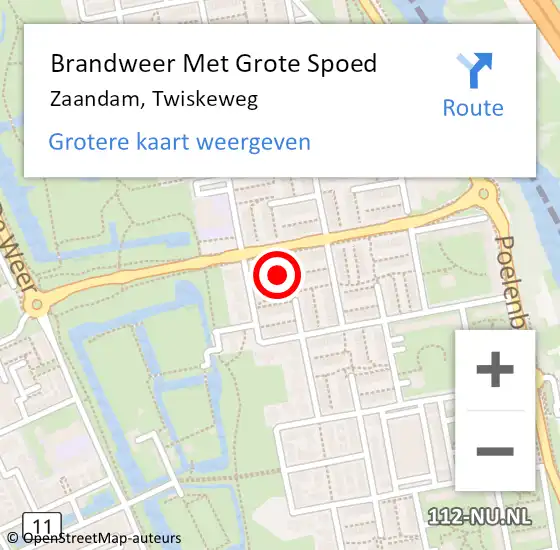 Locatie op kaart van de 112 melding: Brandweer Met Grote Spoed Naar Zaandam, Twiskeweg op 31 december 2024 15:20