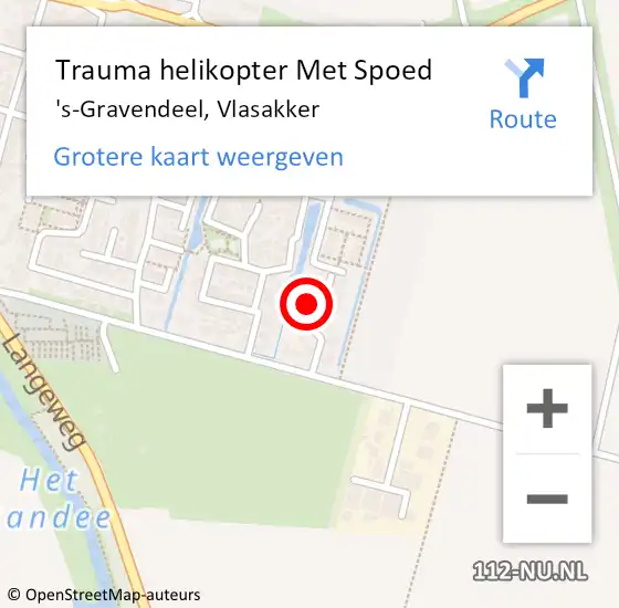 Locatie op kaart van de 112 melding: Trauma helikopter Met Spoed Naar 's-Gravendeel, Vlasakker op 31 december 2024 15:21