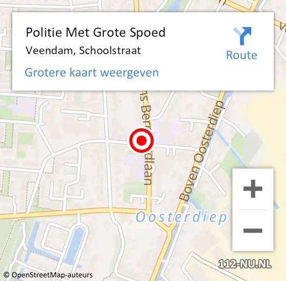 Locatie op kaart van de 112 melding: Politie Met Grote Spoed Naar Veendam, Schoolstraat op 31 december 2024 15:34