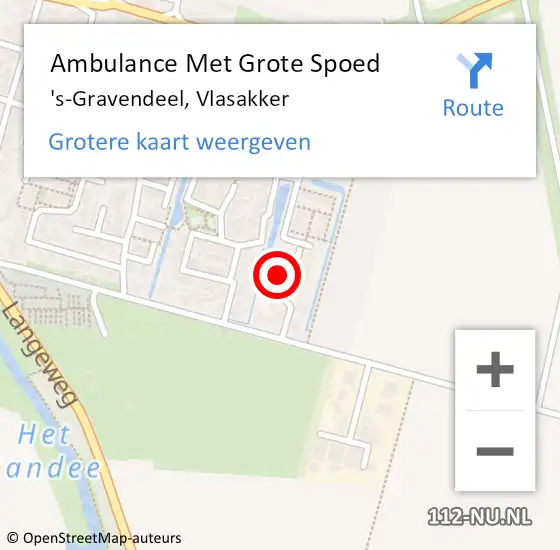 Locatie op kaart van de 112 melding: Ambulance Met Grote Spoed Naar 's-Gravendeel, Vlasakker op 31 december 2024 15:42