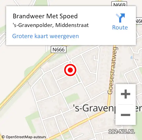 Locatie op kaart van de 112 melding: Brandweer Met Spoed Naar 's-Gravenpolder, Middenstraat op 31 december 2024 15:47