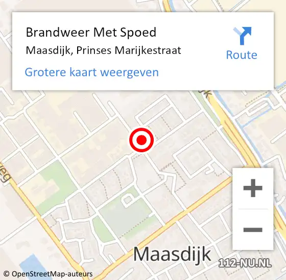 Locatie op kaart van de 112 melding: Brandweer Met Spoed Naar Maasdijk, Prinses Marijkestraat op 31 december 2024 15:59