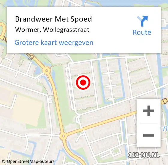 Locatie op kaart van de 112 melding: Brandweer Met Spoed Naar Wormer, Wollegrasstraat op 31 december 2024 16:00