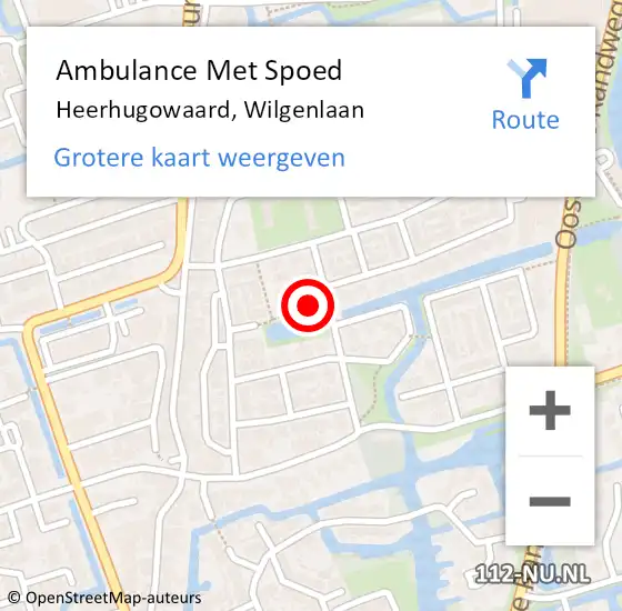 Locatie op kaart van de 112 melding: Ambulance Met Spoed Naar Heerhugowaard, Wilgenlaan op 31 december 2024 16:05