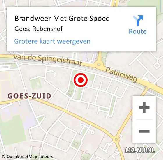 Locatie op kaart van de 112 melding: Brandweer Met Grote Spoed Naar Goes, Rubenshof op 31 december 2024 16:16