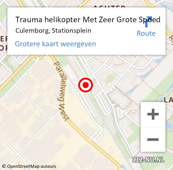 Locatie op kaart van de 112 melding: Trauma helikopter Met Zeer Grote Spoed Naar Culemborg, Stationsplein op 31 december 2024 16:33