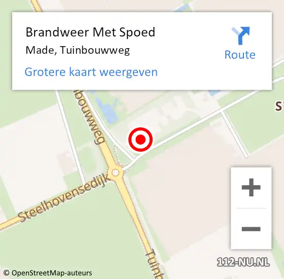 Locatie op kaart van de 112 melding: Brandweer Met Spoed Naar Made, Tuinbouwweg op 31 december 2024 16:34