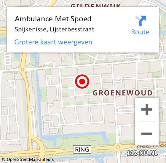 Locatie op kaart van de 112 melding: Ambulance Met Spoed Naar Spijkenisse, Lijsterbesstraat op 31 december 2024 16:50