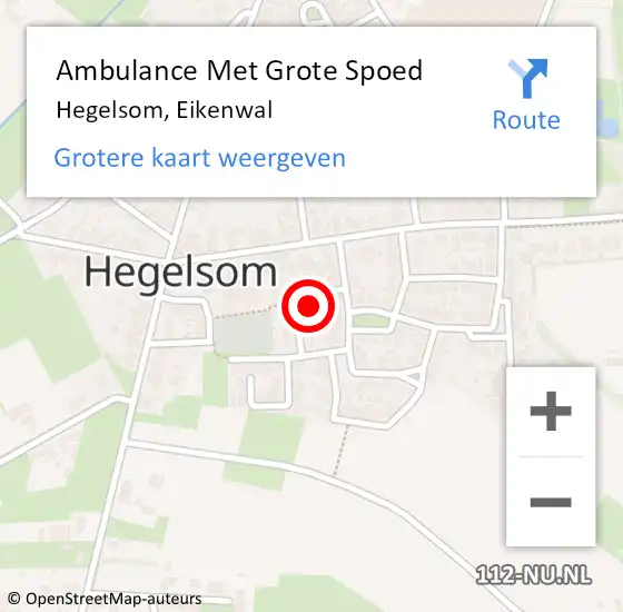 Locatie op kaart van de 112 melding: Ambulance Met Grote Spoed Naar Hegelsom, Eikenwal op 1 november 2014 09:22