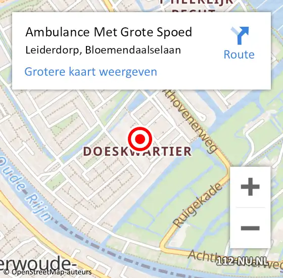 Locatie op kaart van de 112 melding: Ambulance Met Grote Spoed Naar Leiderdorp, Bloemendaalselaan op 31 december 2024 17:27