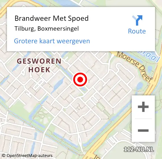 Locatie op kaart van de 112 melding: Brandweer Met Spoed Naar Tilburg, Boxmeersingel op 31 december 2024 17:27