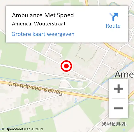 Locatie op kaart van de 112 melding: Ambulance Met Spoed Naar America, Wouterstraat op 1 november 2014 09:25