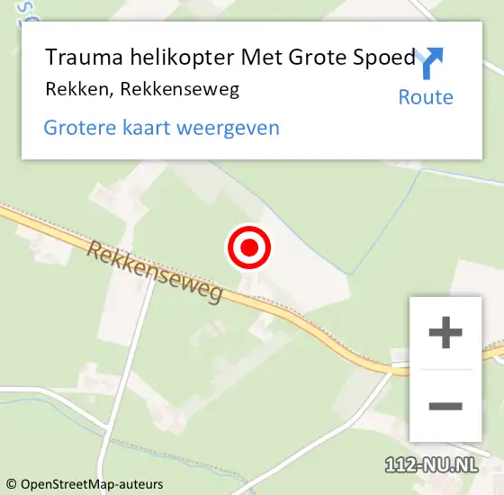 Locatie op kaart van de 112 melding: Trauma helikopter Met Grote Spoed Naar Rekken, Rekkenseweg op 31 december 2024 17:41