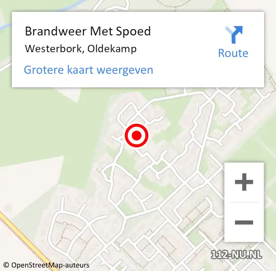 Locatie op kaart van de 112 melding: Brandweer Met Spoed Naar Westerbork, Oldekamp op 31 december 2024 17:52