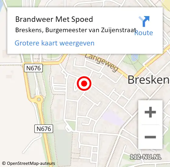 Locatie op kaart van de 112 melding: Brandweer Met Spoed Naar Breskens, Burgemeester van Zuijenstraat op 31 december 2024 17:52