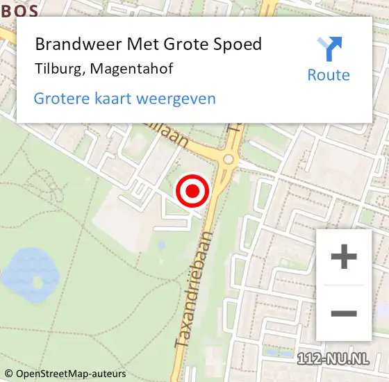 Locatie op kaart van de 112 melding: Brandweer Met Grote Spoed Naar Tilburg, Magentahof op 31 december 2024 17:54